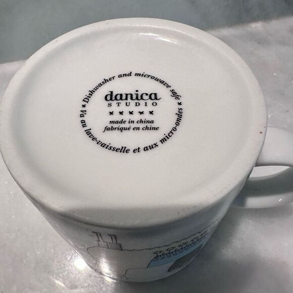 Danica Studio Llama Alpaca Mug Carrying Basket Tall White Coffee Tea Cup - Picture 4 of 4